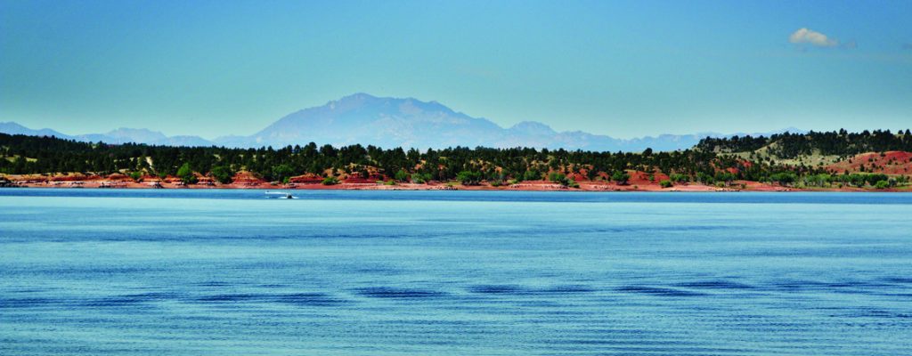 Lake with mountian in background